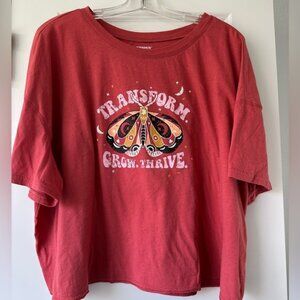 Women's Red Graphic Tee with Inspiring Message